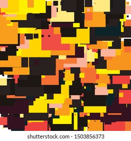 Japan Fall Abstract Geometric Pixelated Mosaic Pattern with Square Fragments, Random Pixels, Repeatble Low Resolution Effect, Retro Texture, Old Houses District Fashion, Kyoto Block Background