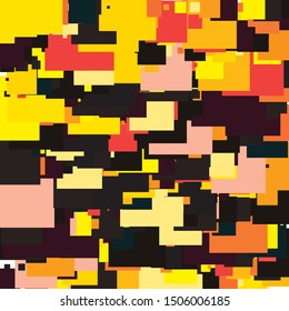 Japan Fall Abstract Geometric Pixelated Mosaic Pattern with Square Fragments, Random Pixels, Repeatble Low Resolution Effect, Retro Texture, Old Houses District Fashion, Kyoto Block Background