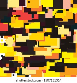 Japan Fall Abstract Geometric Pixelated Mosaic Pattern with Square Fragments, Random Pixels, Repeatble Low Resolution Effect, Retro Texture, Old Houses District Fashion, Kyoto Block Background