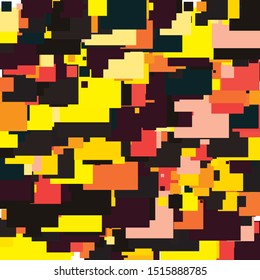 Japan Fall Abstract Geometric Pixelated Mosaic Pattern with Square Fragments, Random Pixels, Repeatble Low Resolution Effect, Retro Texture, Old Houses District Fashion, Kyoto Block Background