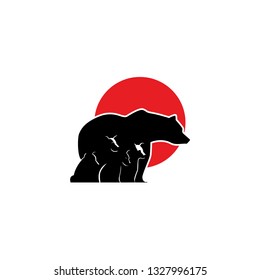 japan family bear logo icon