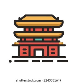 Japan famous landmark icons. Vector illustrations.olorful flat style  icon Design