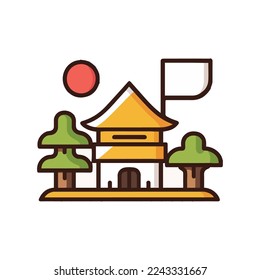 Japan famous landmark icons. Vector illustrations.olorful flat style  icon Design