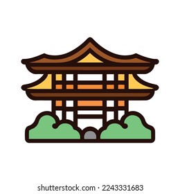 Japan famous landmark icons. Vector illustrations.olorful flat style  icon Design