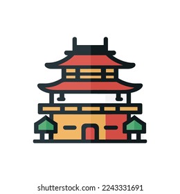 Japan famous landmark icons. Vector illustrations.olorful flat style  icon Design