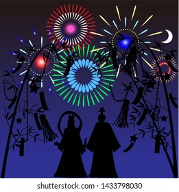 japan festifal tanabata love story background