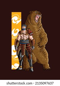 Japan Fighter warrior with bear beast