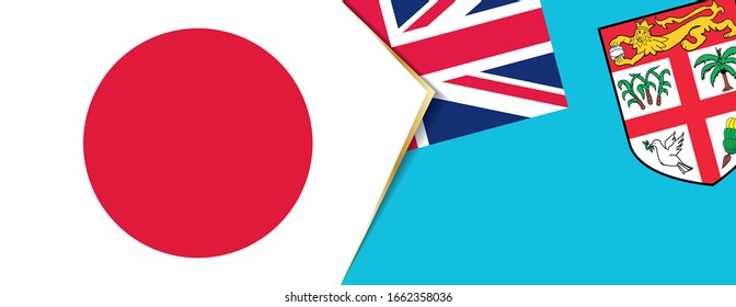 Japan and Fiji flags, two vector flags symbol of relationship or confrontation.