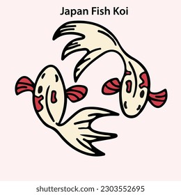 japan fish koi hand drawn