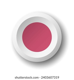 Japan flag - 3D circle button with dropped shadow. Vector icon.