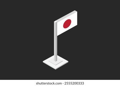 Japan flag 3d style, Flag of Japan national country symbol illustration Vector, Rectangle Japan flag illustration, Flat vector illustration
