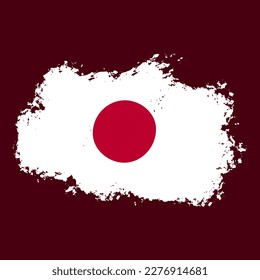 japan flag abstract brush stroke paint illustration element on maroon background