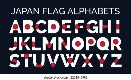 Japan Flag Alphabets Letters A to Z Creative Design Logos