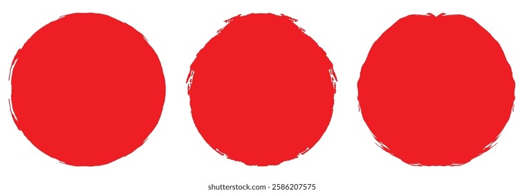 Japan flag Asian style red grunge sun symbol isolated on white background. Hand drawn brush strokes, vector illustration