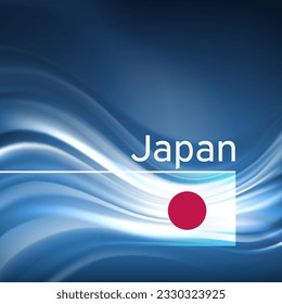 Japan flag background. Abstract japanese flag in the blue sky.  National holiday card design. State banner, japan poster, patriotic cover, flyer. Business brochure. Vector design