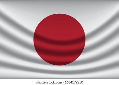 Japan flag background with cloth texture. Japan Flag vector illustration eps10. - Vector
