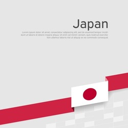 Japan Flag Background. Ribbon Color Flag Of Japan On A White Background. National Poster. Vector Flat Design. State Patriotic Banner, Cover, Flyer