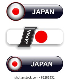 Japan flag banners, icons theme.