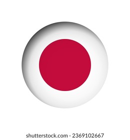 Bandera de Japón - detrás del agujero de papel circular cortado con sombra interior.