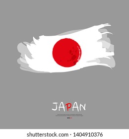 Japan flag with  brush stroke background 