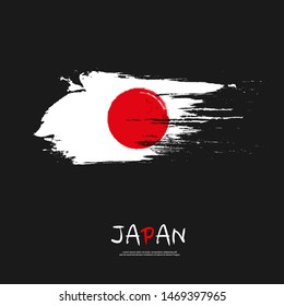 Japan flag with  brush stroke background 
