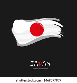 Japan flag with  brush stroke background 