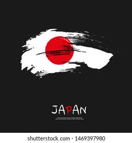 Japan flag with  brush stroke background 