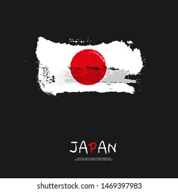 Japan flag with  brush stroke background 