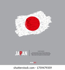 Japan flag with  brush stroke background 