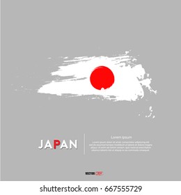 Japan Flag with  brush stroke background vector