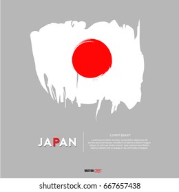 Japan Flag with  brush stroke background vector 