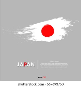 Japan flag with  brush stroke background 