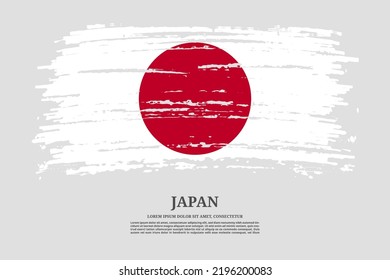 Japan flag with brush stroke effect and information text poster, vector