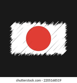 Japan Flag Brush Strokes Painted 