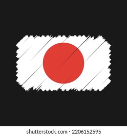 Japan Flag Brush Strokes Painted