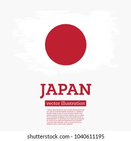 Japan Flag with Brush Strokes. Vector Illustration.