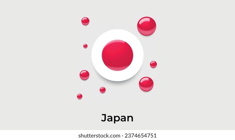 Japan Flaggenblase Kreis rund Form Symbol bunte Vektorgrafik