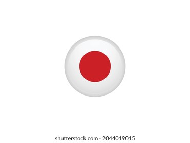 Japan flag button isolated on white