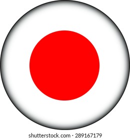 Japan flag button isolated on white