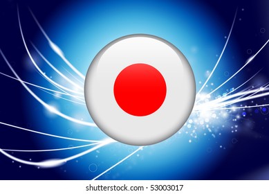 Japan Flag Button on Abstract Modern Light Background Original Illustration