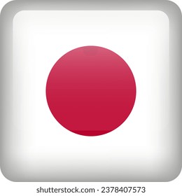 Japan flag button. Square emblem of Japan. Vector 
Japanese flag, symbol. Colors correctly.