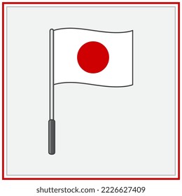 Ilustración del vector de dibujos animados de la bandera de Japón. Esquema de icono plano de la bandera de Japón