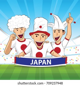 japan Flag. Cheer football support Vector illustration.