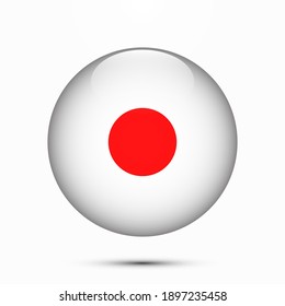 Japan Flag Circle Shape Button Vector Illustration