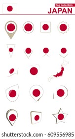 Japan Flag Collection. Big set for design. Vector Illustration.