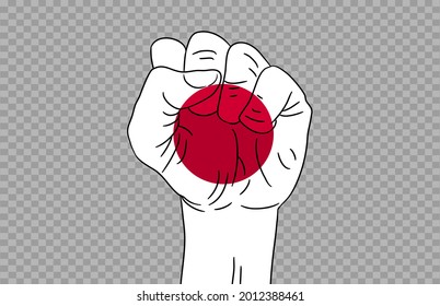 Japan flag colored hand isolated on png or transparent  background, Symbols of Japan template for banner,card,advertising ,promote,ads, web design, magazine,vector