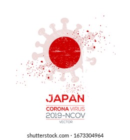 Japan flag with corona virus Symbol, (2019-nCoV), vector illustration.