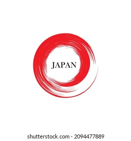 japan flag country sign. grunge red sun logo design. vector illustration 