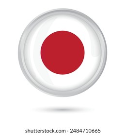 Japan Flag Design. Round Shining Red Circle Emblem of Japanese National Pride and Tradition in round frame. National flag of Japan for national day celebration on 11 February, poster flyer and website