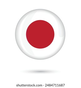 Diseño de la bandera de Japón: Círculo rojo brillante redondo emblema del orgullo nacional japonés y la tradición. Ilustración vectorial aislada brillante de la bandera nacional de Japón sobre fondo blanco para la celebración del día nacional